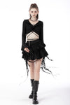 Punk locomotive side zip ragged frilly skirt KW250