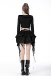 Punk locomotive side zip ragged frilly skirt KW250