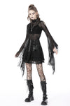 Punk rock lace up shiny PU lace skirt KW258