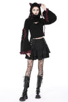 Black elegant lady lace up frilly skirt KW261