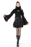 Black elegant lady lace up frilly skirt KW261