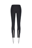 Women gothic leggings with flower and back lace up PW094 - Gothlolibeauty