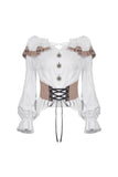 Steampunk off-shoulders bandage waist T-shirt top TW246 - Gothlolibeauty