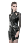 Punk shinning PU zippered Top with sexy net sleeves TW248 - Gothlolibeauty