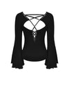 Black three hollow on chest big sleeves T-shirt TW262 - Gothlolibeauty