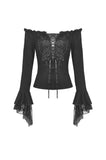 Gothic princess flower lace up off-shouders top TW301