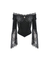 Victoria court velvet lace splicing top TW305