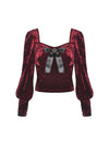 Gorgeous wine red diamond velvet top TW316