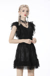 Gothic sexy lace ruffle short sleeves top TW319