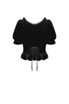 Gothic round neck short sleeves velvet top TW320