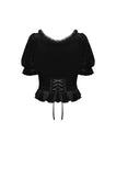 Gothic round neck short sleeves velvet top TW320