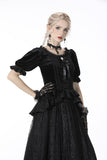 Gothic round neck short sleeves velvet top TW320