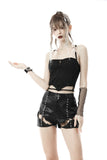 Punk thru hole fabric halter top TW396