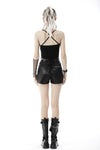 Punk thru hole fabric halter top TW396