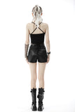 Punk thru hole fabric halter top TW396