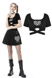 Punk locomotive check heart crop top TW399