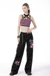 Rebel racer black pink plaid halter crop top TW412