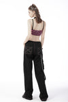 Rebel racer black pink plaid halter crop top TW412