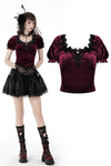 Gothic luxe burgundy velvet top TW418