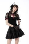 Gothic red velvet ribbon bandage top TW432