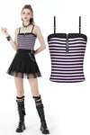 Punk rock violet stripe studded strap top TW433