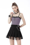 Punk rock violet stripe studded strap top TW433