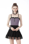 Punk rock violet stripe studded strap top TW433