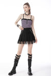 Punk rock violet stripe studded strap top TW433