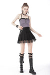 Punk rock violet stripe studded strap top TW433