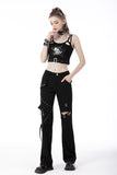 Punk devil fish cutout crop top TW435