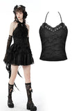 Gothic crinkle rose halter top TW436